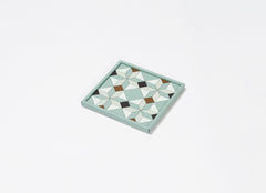 San Marco Leather-Covered Wood Square Tray N.3 with Graphic Pattern Mini