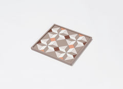 San Marco Leather-Covered Wood Square Tray N.3 with Graphic Pattern Small