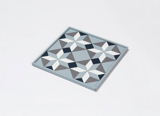 San Marco Tray N.3 by Giobagnara | Leather-covered wood structure with a geometric illusory texture inspired by the floor of a hall in the Correr Museum in Venice | San Marco Collection | Combines historic legacy with modernity, celebrating Venice's artistic and cultural heritage | Home Decor and Serveware | 2Jour Concierge, your luxury lifestyle shop