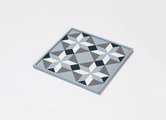 San Marco Leather-Covered Wood Square Tray N.3 with Graphic Pattern Medium