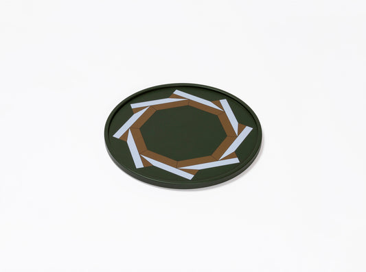 San Marco Round Tray N.1 by Giobagnara | Leather-covered wood structure with decoration inspired by a detail of the floor of the Basilica di San Marco | San Marco Collection | Combines historic legacy with modernity, celebrating Venice's artistic and cultural heritage | Home Decor and Serveware | 2Jour Concierge, your luxury lifestyle shop