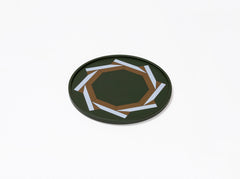San Marco Leather-Covered Wood Round Tray N.1 with Graphic Pattern Mini