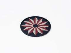 San Marco Leather-Covered Wood Round Tray N.2 with Graphic Pattern Mini