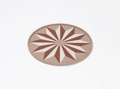 San Marco Leather-Covered Wood Round Tray N.2 with Graphic Pattern Small