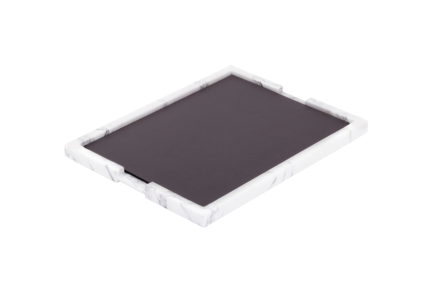 Giobagnara Ettore Marble Tray | Marble structure with a removable leather pad | Approximate weight: 9.5 kg | Luxurious and sturdy design | Home Decor and Serveware | 2Jour Concierge, your luxury lifestyle shop