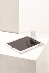 Ettore Marble Tray w Removable Leather Pad