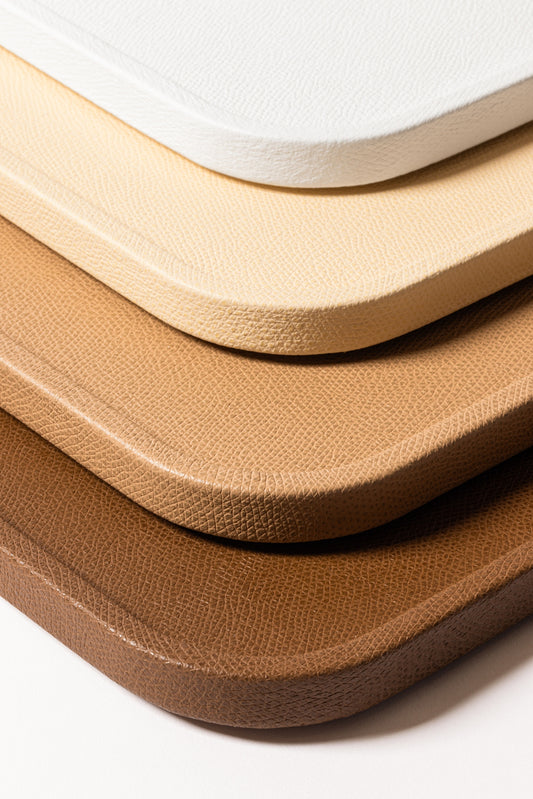 Giobagnara Arcobaleno Tray | Leather-covered | Available in square and rectangular shapes | Arcobaleno expresses the infinite diversity of color with unlimited combinations, from bold brights to subtle nuances | Elegant and customizable serving tray | Home Decor and Accessories | 2Jour Concierge, your luxury lifestyle shop