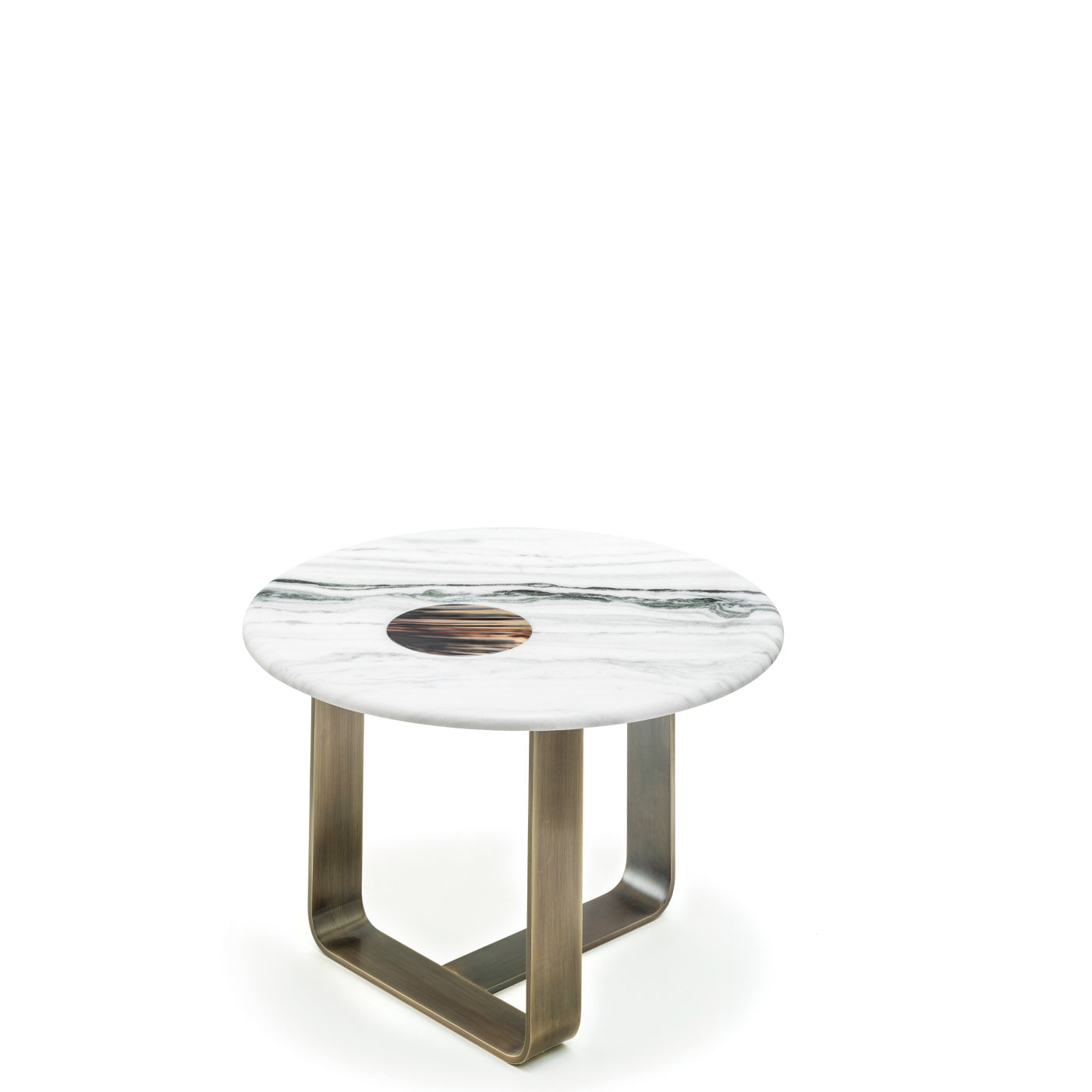 Arcahorn Apollo | Side Table: Satin Dalmata marble top with glossy horn inlay and satin metal structure, designed as a sculptural accent table for refined living interiors | Furniture / Side Tables | 2Jour Concierge, your luxury lifestyle shop
