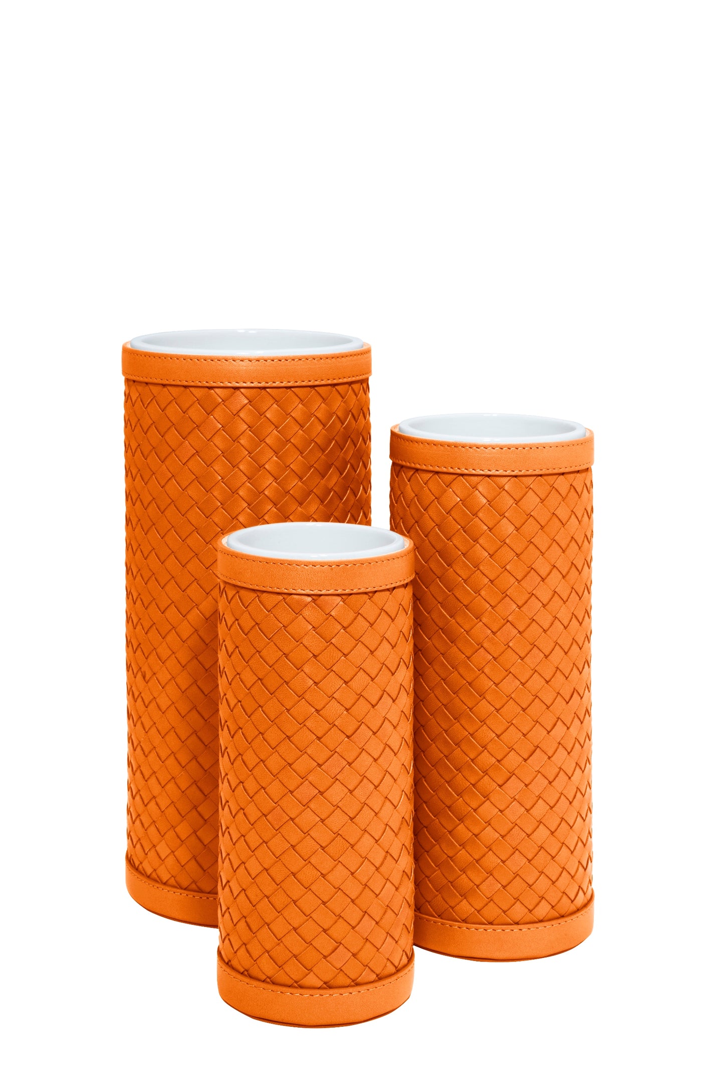 Riviere Ester Ceramic Vase With Handwoven Leather Cover | Exquisite Ceramic Vase Design | Handwoven Leather Cover for Added Elegance | Elevate Your Home Decor with Luxury Accessories from Riviere | Available at 2Jour Concierge, #1 luxury high-end gift & lifestyle shop