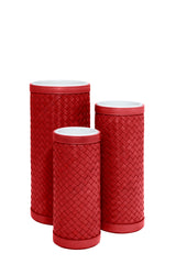 Ester Ceramic Vase With Handwoven Leather Cover