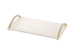 Dalia Lacquered Wood Vanity Tray with Handwoven Leather Handles Gold