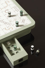 Delos Leather-Covered Wood Snakes & Ladders Game Set with Metal Playing Pieces