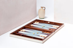 Leather-Covered Walnut Backgammon Case