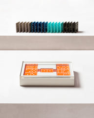 Levanto Leather Frame Domino Game Set with Plexiglass Cover