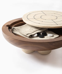 Mocambo Muehle/Tic Tac Toe Game Set with Walnut Wood Top and Marble Legs