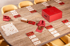 Bingo Game Set: Leather-Covered Wooden Case with Walnut Wood Accessories