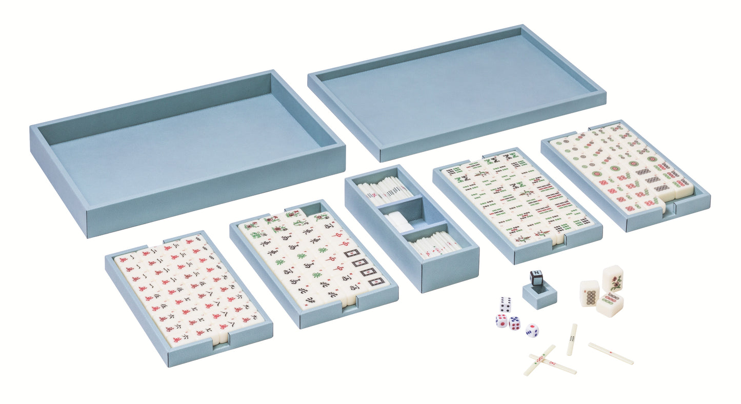Mahjong Leather-Covered Wood Game Set With Backelite Tiles