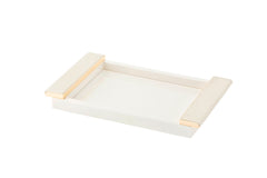 Circe Lacquered Wood Tray with Braided Leather Handles Small Gold