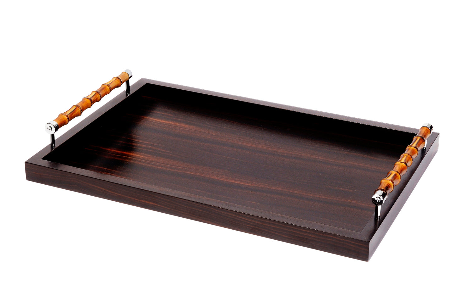 Frida Ebony Tray by Riviere | Macassar ebony tray with bamboo handles. | Home Decor and Serveware | 2Jour Concierge, your luxury lifestyle shop