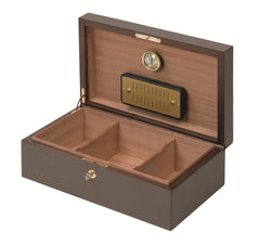 Santiago Leather-Covered Walnut Wood Cigar Humidor Large