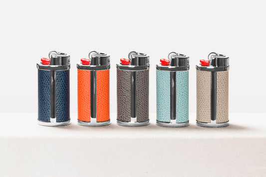 Giobagnara Spark Chrome Lighter Case with Leather Inserts | Stylish Lighter Accessories & Elegant Leather Accents | 2Jour Concierge, #1 luxury high-end gift & lifestyle shop