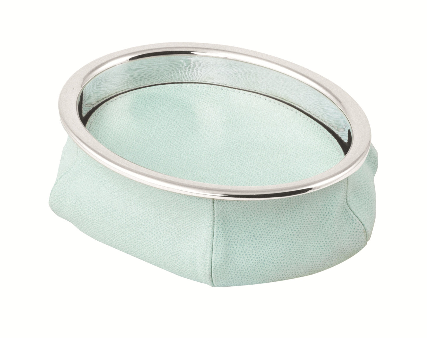 Giobagnara Jim Bean Bag Tray & Valet Tray | Stylish Brass Tray with Palladium Finishing | Leather Bag Filled with Metal Micro Spheres for Stability | Removable Leather Tray for Protection | Perfect for Serving or as a Valet Tray | Explore a Range of Luxury Home Accessories at 2Jour Concierge, #1 luxury high-end gift & lifestyle shop