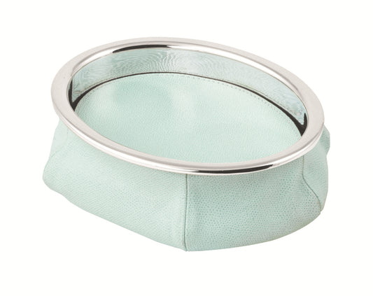 Giobagnara Jim Bean Bag Tray & Valet Tray | Stylish Brass Tray with Palladium Finishing | Leather Bag Filled with Metal Micro Spheres for Stability | Removable Leather Tray for Protection | Perfect for Serving or as a Valet Tray | Explore a Range of Luxury Home Accessories at 2Jour Concierge, #1 luxury high-end gift & lifestyle shop