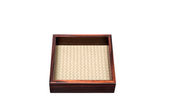 Febe Macassar Ebony Leather Handwoven Valet Tray Square