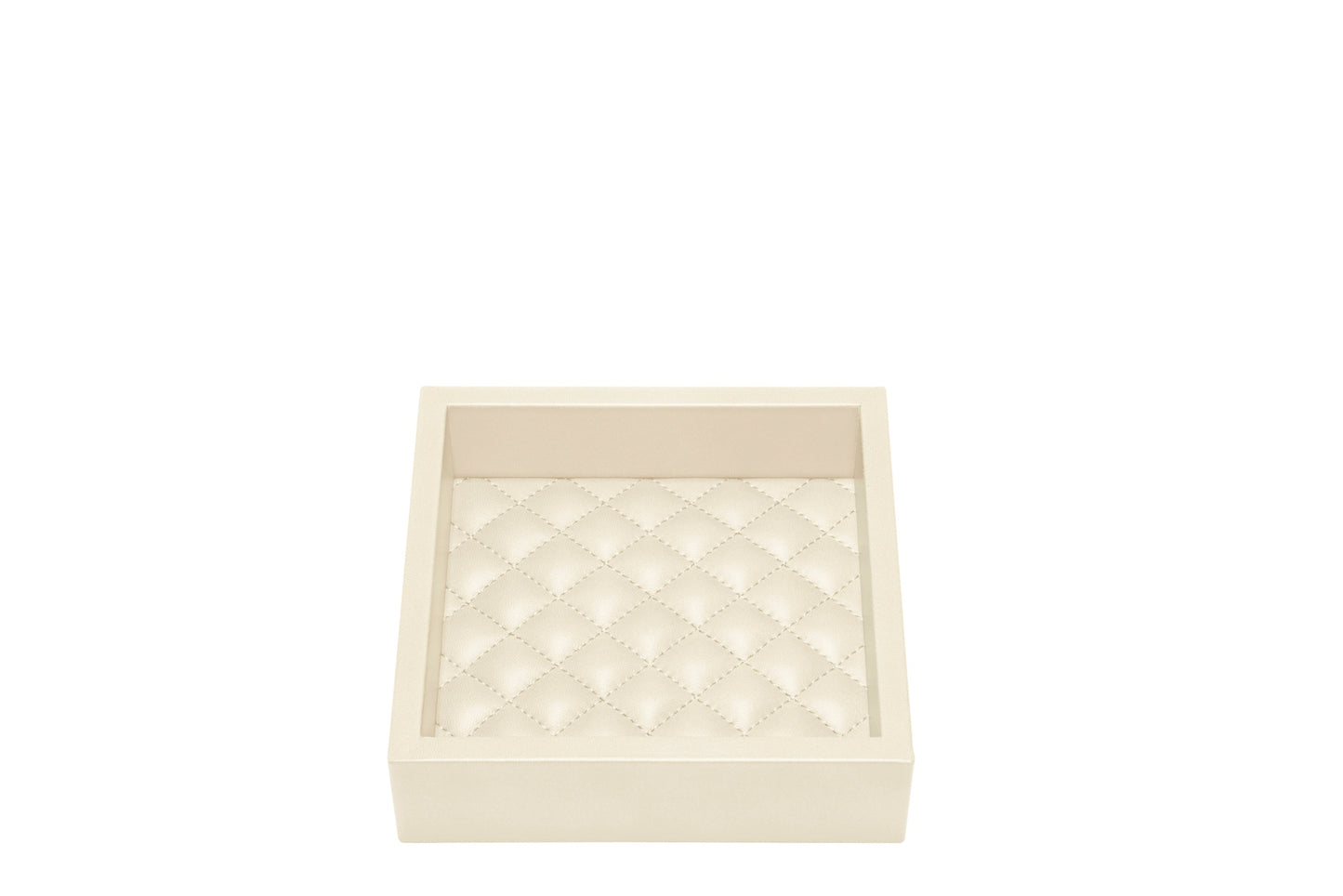 Febe Leather Quilted Diamonds Valet Tray Square