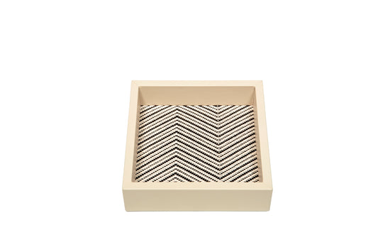Riviere Febe Waxed Cotton & Leather Square Valet Tray | Herringbone Waxed Cotton Lining | Ideal for Yacht Decor | Available at 2Jour Concierge, #1 luxury high-end gift & lifestyle shop