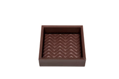 Febe Leather Herringbone Valet Tray Square