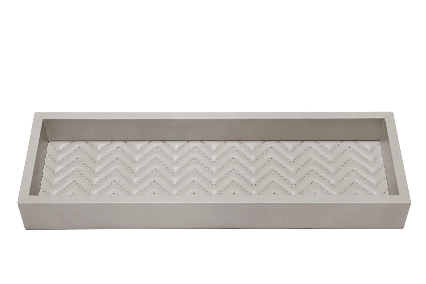 Riviere Febe Long Rectangular Valet Tray | Leather tray with various padded interior linings (handwoven, quilted diamonds, or quilted herringbone) and bamboo trim | Small bamboo handles | Home Decor and Serveware | 2Jour Concierge, your luxury lifestyle shop
