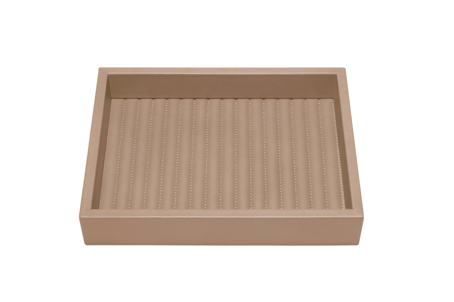 Riviere Febe Lines Rectangular Valet Tray | Leather Tray | Quilted Striped Padded Lining | Ideal for Yacht Decor | Available at 2Jour Concierge, #1 luxury high-end gift & lifestyle shop