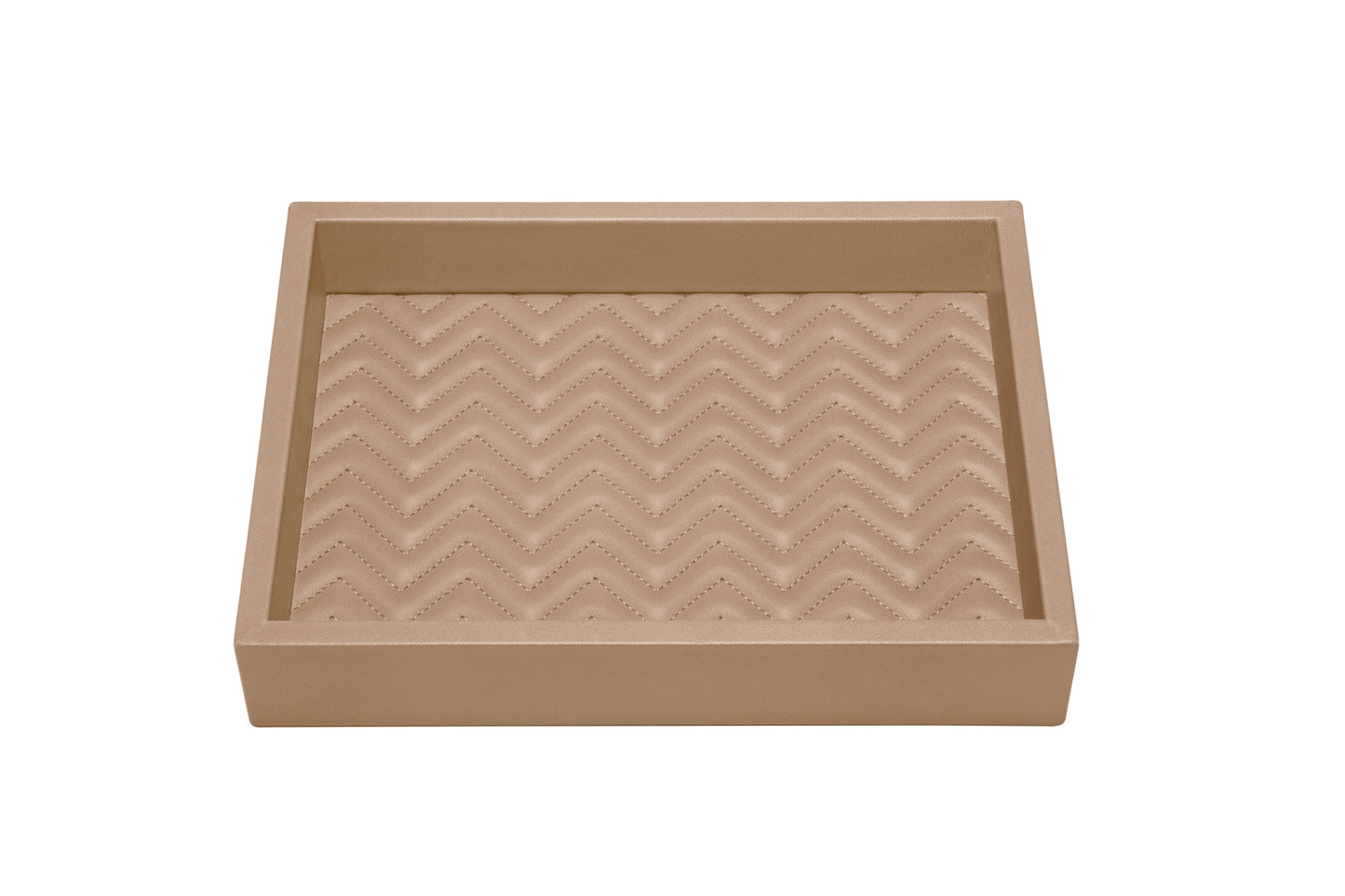 Riviere Febe Herringbone Rectangular Valet Tray | Leather Tray | Quilted Herringbone Padded Lining | Ideal for Yacht Decor | Available at 2Jour Concierge, #1 luxury high-end gift & lifestyle shop