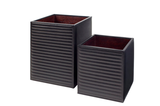Riviere Ivo Lines Leather Wastepaper Bin | Luxury Home Accessories, Elegant Waste Disposal & Decorative Items | 2Jour Concierge, #1 luxury high-end gift & lifestyle shop