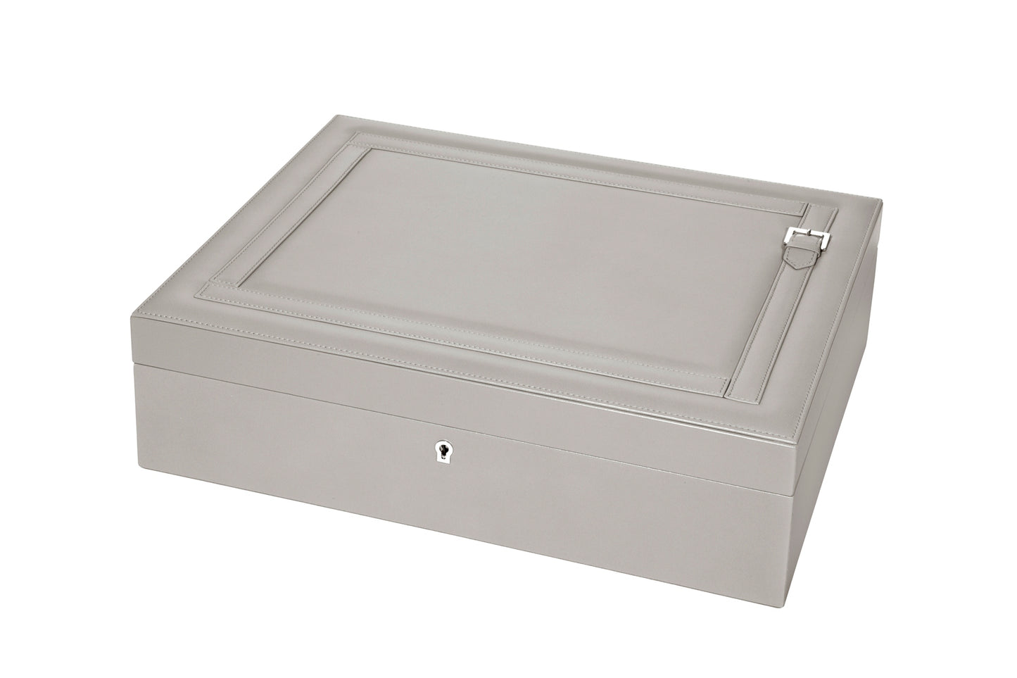 Riviere Mila Leather Jewelry Box with Dual Removable Trays | Elegant Design with 'Belt' Decoration in Gold | Double Removable Tray for Organizing Jewelry | Suede Lining for Added Luxury | Explore a Range of Luxury Jewellery Boxes at 2Jour Concierge, #1 luxury high-end gift & lifestyle shop