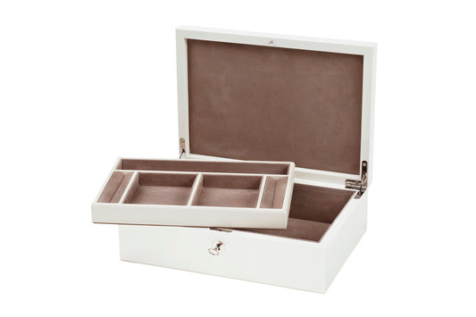 Riviere Rieti Lacquered Wood Jewellery Box with Hand-Braided Leather Inlay | Elegant Design with Hand-Braided Leather Detailing | Suede Lining for Added Luxury | Explore a Range of Luxury Jewellery Boxes at 2Jour Concierge, #1 luxury high-end gift & lifestyle shop