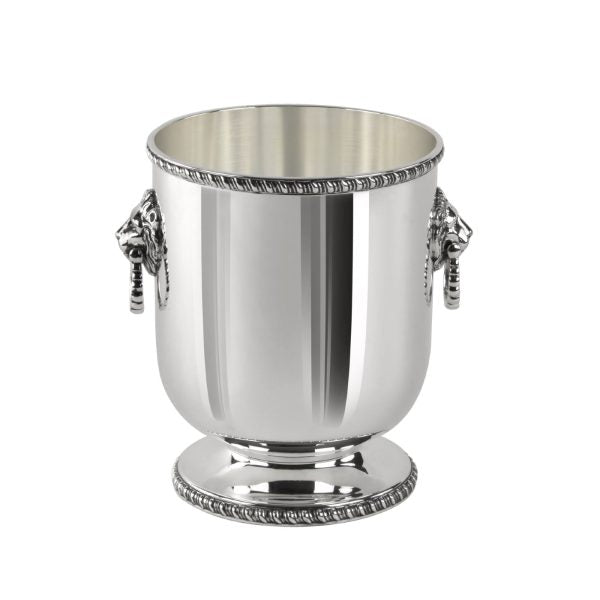 Zanetto Regina Anna Ice Bucket | Available in gold-plated and silver-plated finishes | Smooth and shiny finish | Regina Anna Collection | Reinterpreted classic design from early 18th-century England | Features hand-done and soldered cord edges, lion head with ring, and burnished decorative elements | Modern take on a timeless style | Ideal for luxury dining and hospitality settings | Home Decor and Serveware | 2Jour Concierge, your luxury lifestyle shop