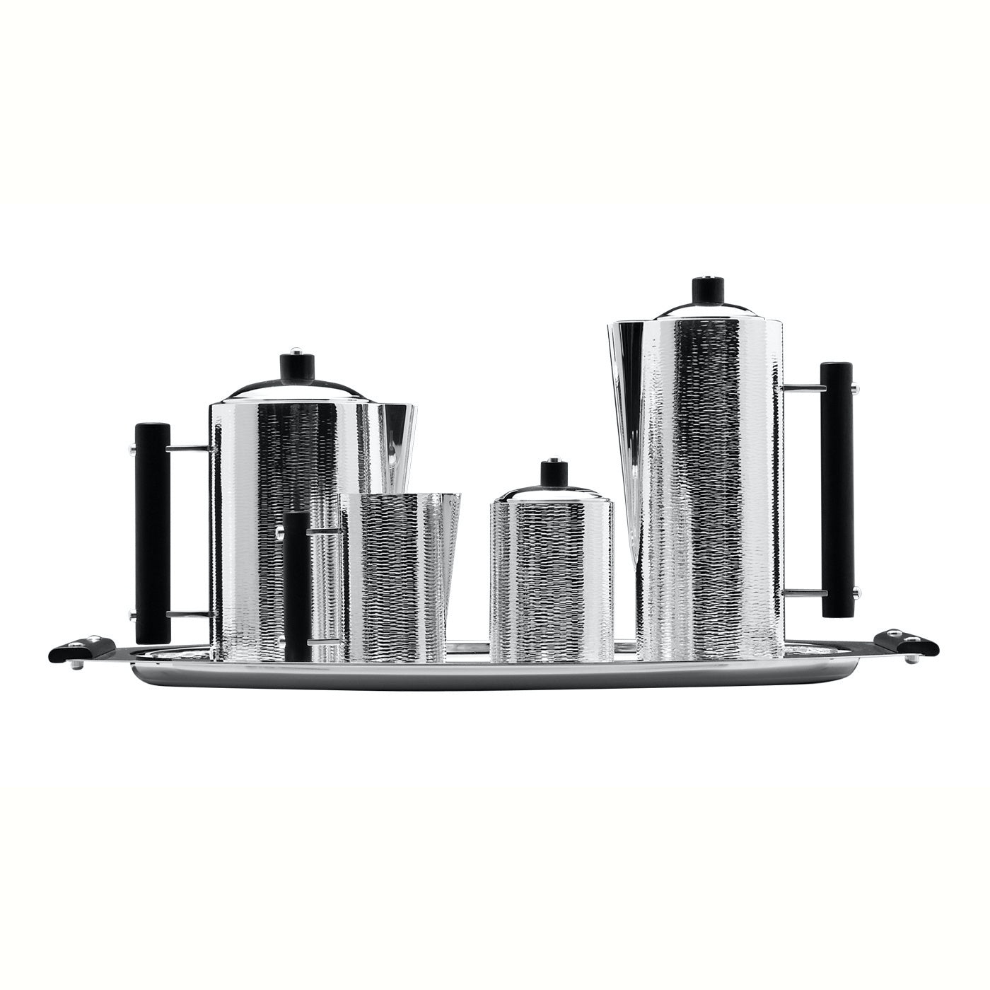 Ebony Metal Sugar Jar: Silver Alloy with Hand-Hammered Finish and Ebony Wood Details