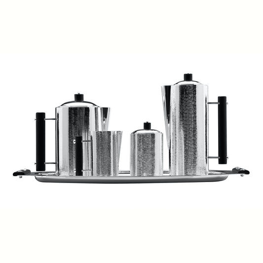 Ebony Metal Sugar Jar: Silver Alloy with Hand-Hammered Finish and Ebony Wood Details