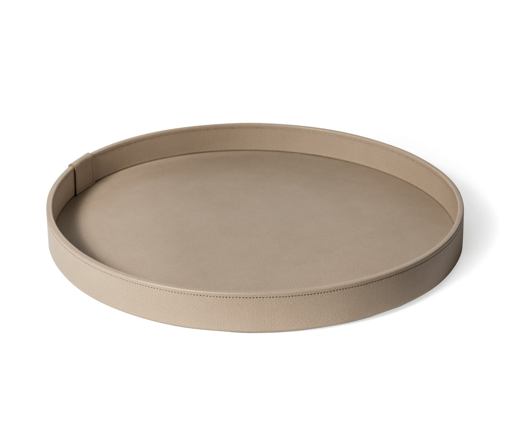 Gea Leather-Covered Wood Tray Round