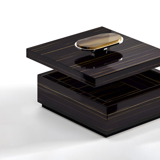 Arcahorn Priora Box | Glossy Ebony Finish | Lid in Glossy Ebony with Horn Handle and Chromed Brass | Elegant Storage Solution | Perfect for Yacht Decor | Explore a Range of Luxury Home Accessories at 2Jour Concierge, #1 luxury high-end gift & lifestyle shop