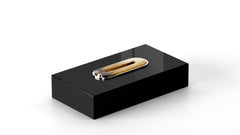 Veletta Wooden Tissue Box with Lacquered Black Gloss Finish & Horn Detail