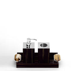 Argentella Ebony Gloss Valet Tray with Horn Handles & Chromed Brass