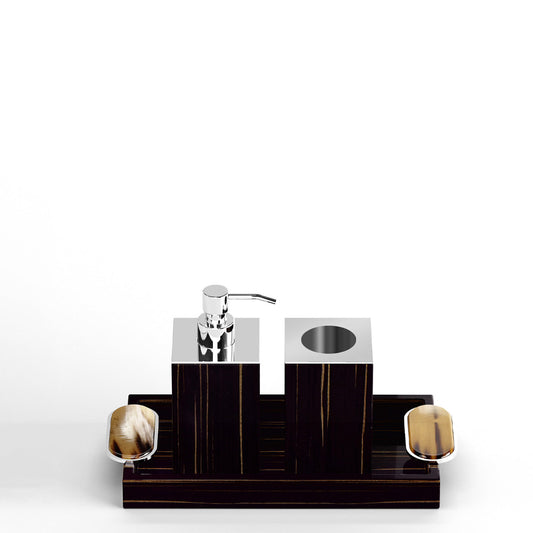 Arcahorn Argentella Toothbrush Holder | Glossy Ebony and Chromed Brass | Elegant Bathroom Accessory | Explore a Range of Luxury Home Accessories at 2Jour Concierge, #1 luxury high-end gift & lifestyle shop