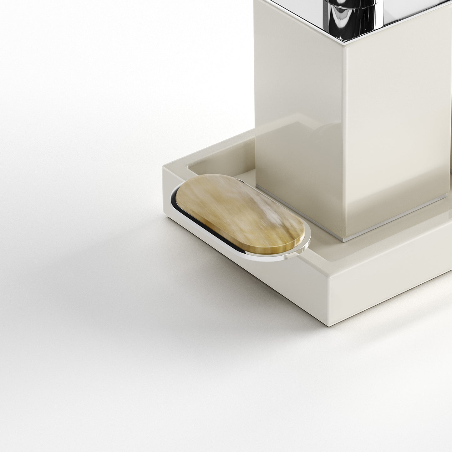 Arcahorn Argentella Toothbrush Holder | Wood with Lacquered Ivory Gloss Finish | Chromed Brass Detail | Elegant Bathroom Accessory | Perfect for Yacht Decor | Explore a Range of Luxury Home Accessories at 2Jour Concierge, #1 luxury high-end gift & lifestyle shop