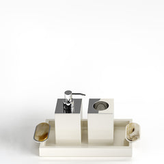 Argentella Ivory Gloss Valet Tray with Horn Handles