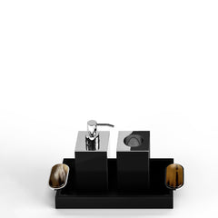 Argentella Black Gloss Toothbrush Holder with Chromed Brass