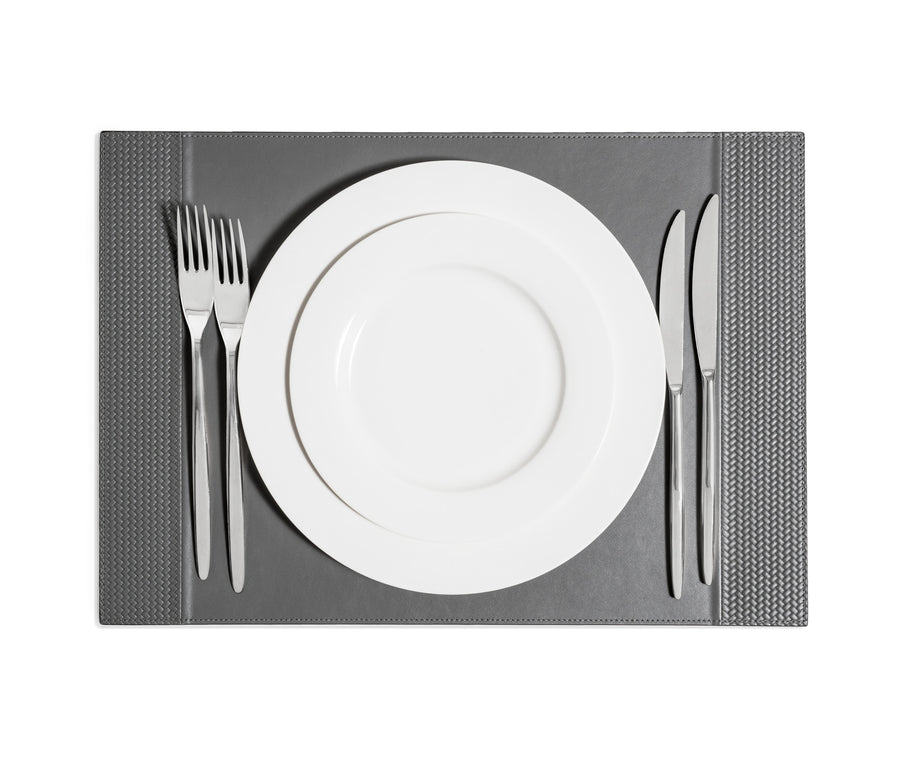 Leather Placemat Rectangular w Handwoven Leather Side Bands