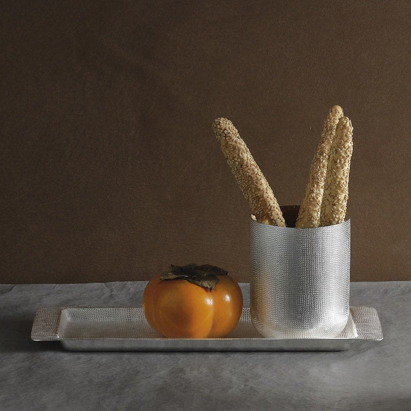 Silver-plated metal small bowl in matte CANAPA texture, perfect for serving nuts, olives or condiments with minimalist elegance | Tableware & Serveware / Bowls | 2Jour Concierge, your luxury lifestyle shop